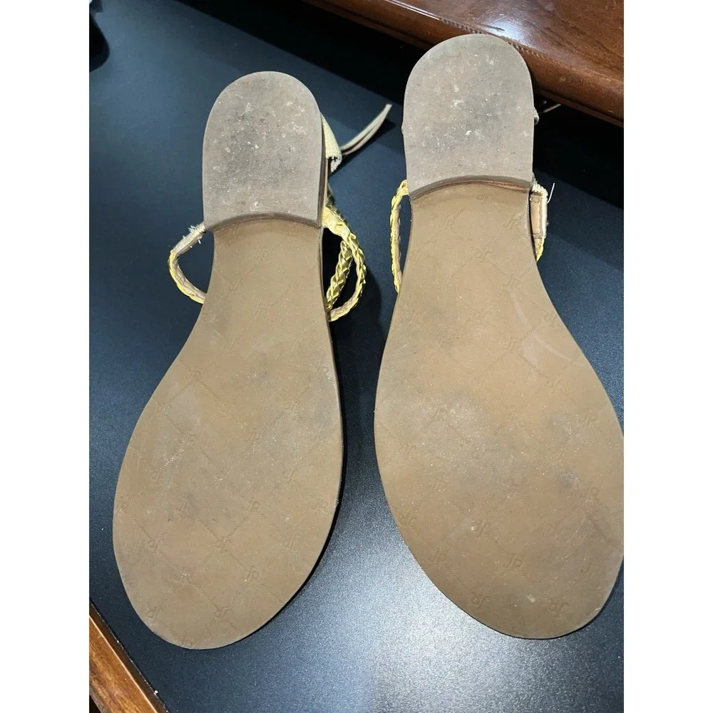 Jack Rogers Womens Sandal Jenna Gold Neutral Flat Size 9 Braided Thong Preppy